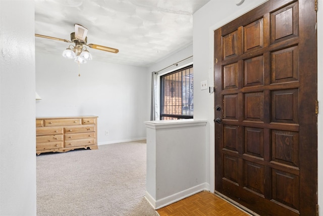 4331 Kolloch Dr, Dallas, TX 75216 - entryway featuring baseboards, a ceiling fan, and light carpet