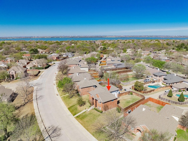 796 Ridge Rd W, Rockwall, TX 75087 - aerial view of residential area with a pool and a large body of water