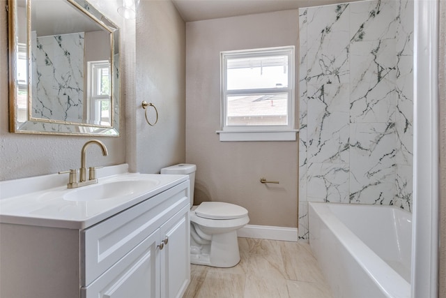2618 San Marcus Ave, Dallas, TX 75228 - bathroom featuring vanity, plenty of natural light, marble finish floor, and toilet