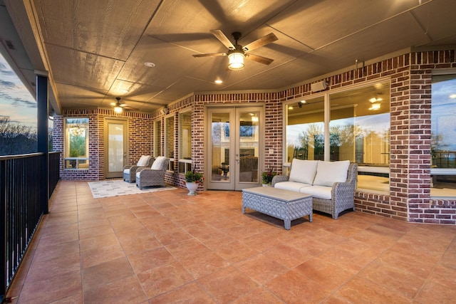 181 Monarch Dr, Denison, TX 75020 - view of patio featuring ceiling fan and french doors