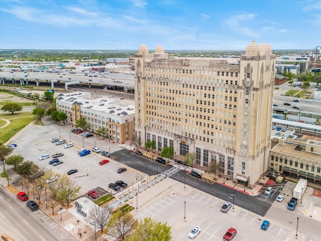 drone / aerial view with a city view