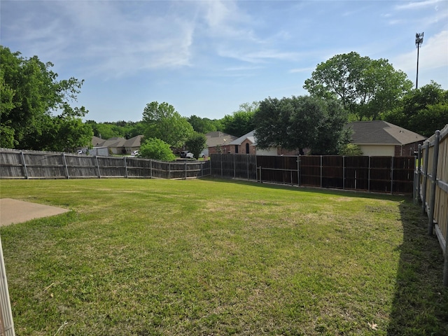 view of yard featuring a fenced backyard