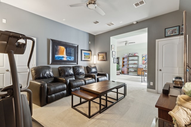 3960 Briar Tree Ln, Frisco, TX 75034 - living room with ceiling fan and light colored carpet