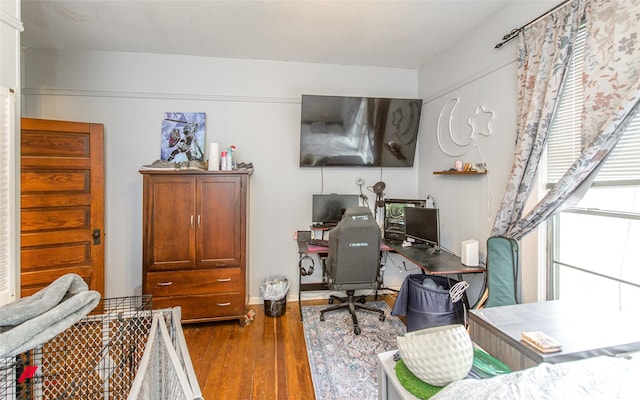 office featuring hardwood / wood-style flooring
