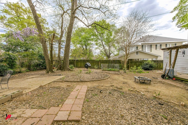 view of yard featuring a fenced backyard and a patio area