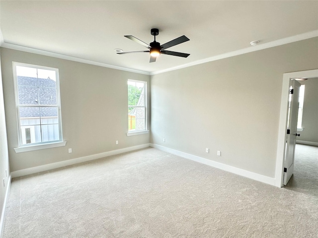 637 Caledonia Dr, Bossier City, LA 71111 - unfurnished room with light carpet, crown molding, baseboards, and ceiling fan