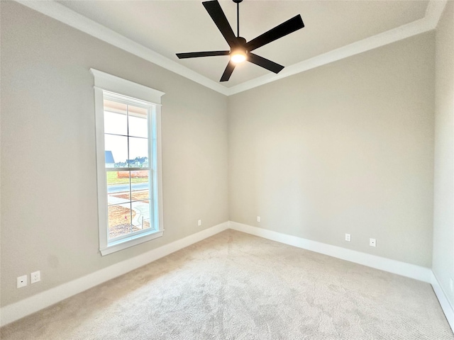 637 Caledonia Dr, Bossier City, LA 71111 - carpeted spare room featuring baseboards, crown molding, and ceiling fan