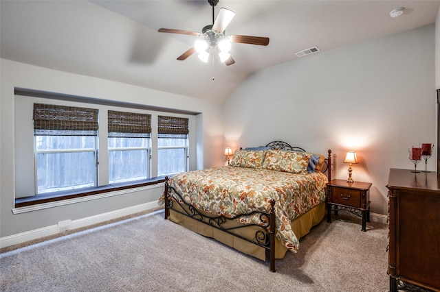 1001 Hodge St, Mckinney, TX 75071 - bedroom featuring carpet, baseboards, vaulted ceiling, and a ceiling fan