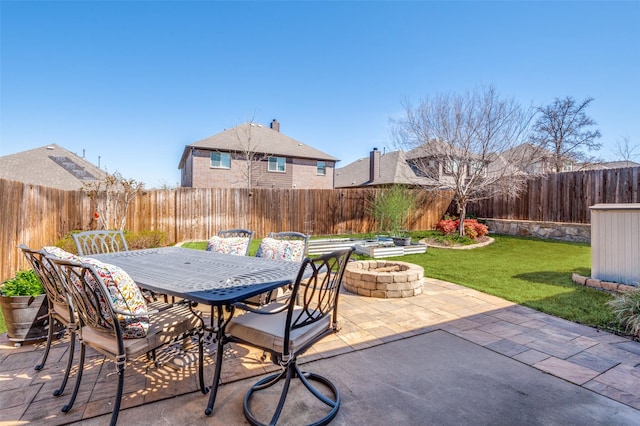 1001 Hodge St, Mckinney, TX 75071 - view of patio / terrace featuring a fire pit and outdoor dining area