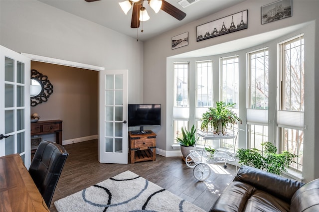 1001 Hodge St, Mckinney, TX 75071 - office area with french doors, plenty of natural light, and a ceiling fan