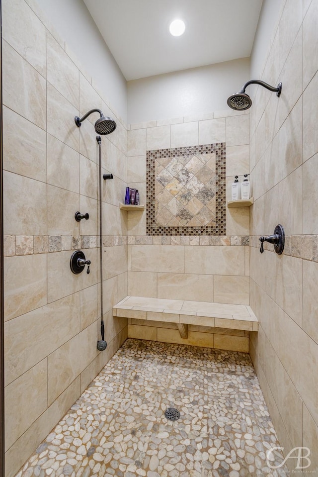 bathroom with tiled shower