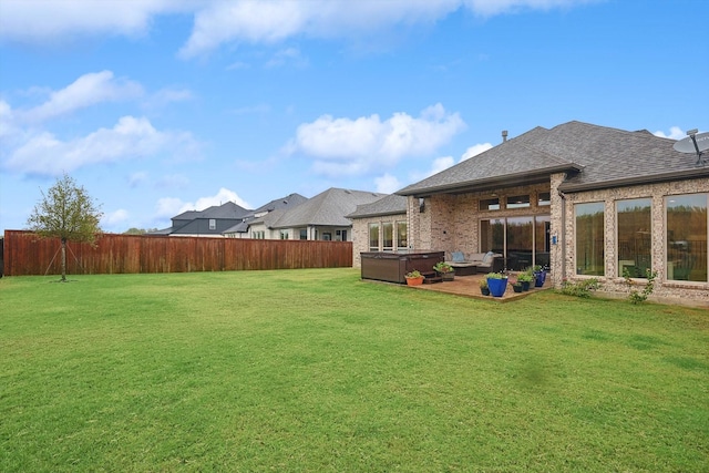 2193 Cloverfern Way, Haslet, TX 76052 - view of yard with a fenced backyard, a patio, and a hot tub