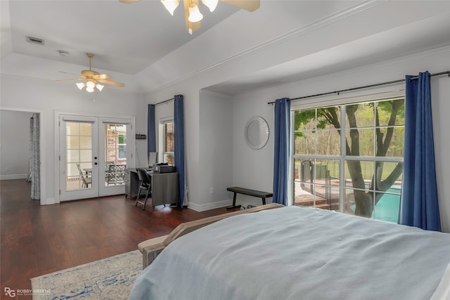 521 Lovers Lndg, Bossier City, LA 71111 - bedroom featuring access to outside, multiple windows, french doors, and wood-type flooring