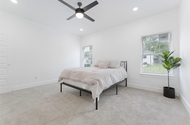 318 Whitworth St, Sulphur Springs, TX 75482 - carpeted bedroom featuring baseboards, recessed lighting, and a ceiling fan