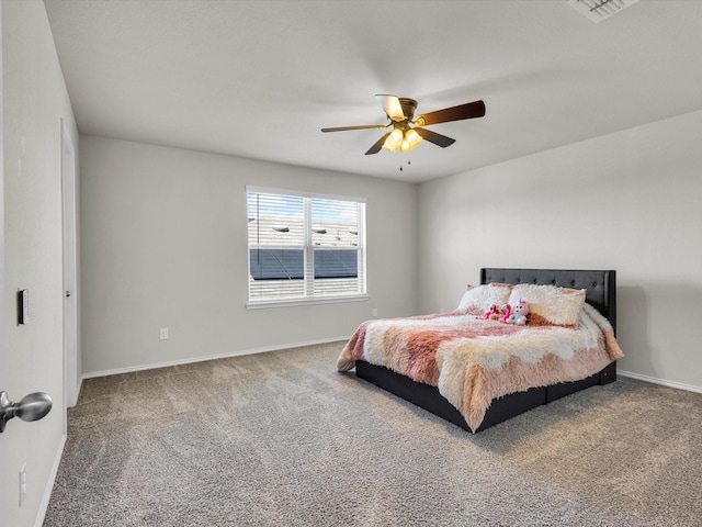 6348 Sloop St, Fort Worth, TX 76179 - bedroom with baseboards, visible vents, ceiling fan, and carpet
