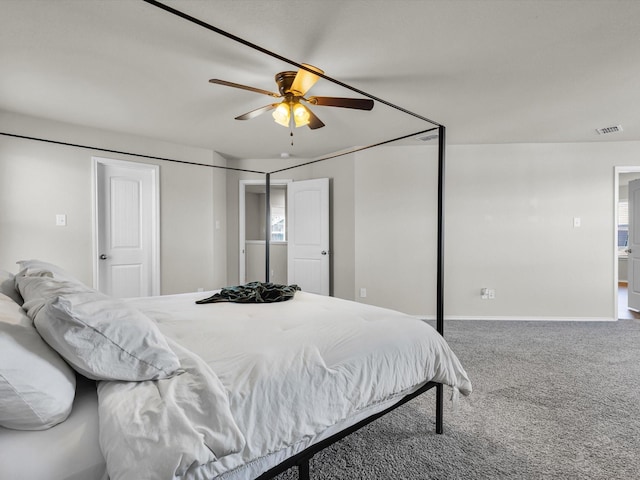 6348 Sloop St, Fort Worth, TX 76179 - carpeted bedroom featuring baseboards, visible vents, and ceiling fan