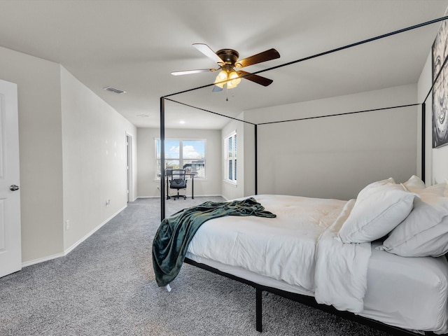 6348 Sloop St, Fort Worth, TX 76179 - carpeted bedroom with baseboards, visible vents, and a ceiling fan