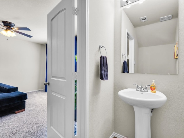 6348 Sloop St, Fort Worth, TX 76179 - bathroom with a ceiling fan, baseboards, and visible vents