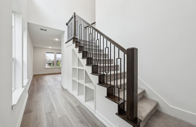 244 Kistler Dr, Little Elm, TX 76227 - staircase with wood finished floors, recessed lighting, and baseboards