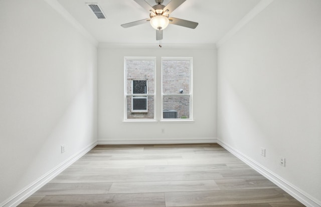 244 Kistler Dr, Little Elm, TX 76227 - unfurnished room featuring ornamental molding, ceiling fan, light wood-style floors, and baseboards