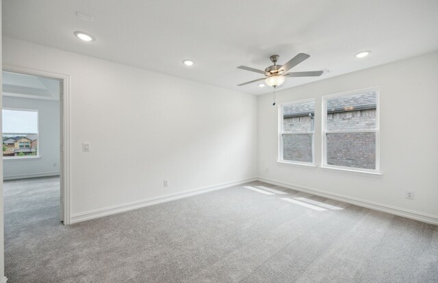 244 Kistler Dr, Little Elm, TX 76227 - spare room featuring carpet flooring, ceiling fan, recessed lighting, and baseboards