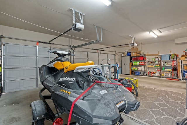 garage with a garage door opener