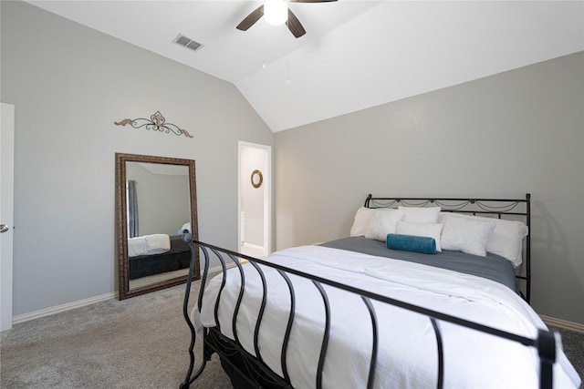 1808 Paddington Ct, Arlington, TX 76017 - bedroom with light carpet, lofted ceiling, baseboards, and a ceiling fan