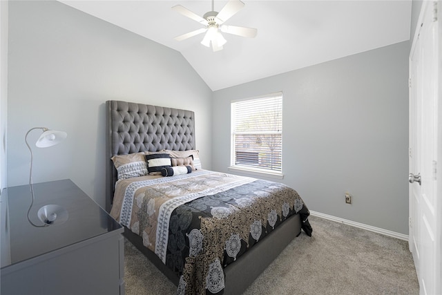 1808 Paddington Ct, Arlington, TX 76017 - carpeted bedroom with vaulted ceiling, ceiling fan, and baseboards