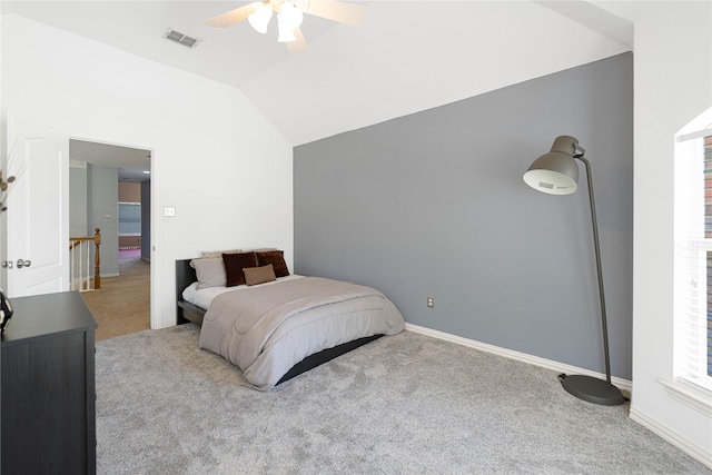 1808 Paddington Ct, Arlington, TX 76017 - bedroom featuring carpet, lofted ceiling, ceiling fan, and baseboards