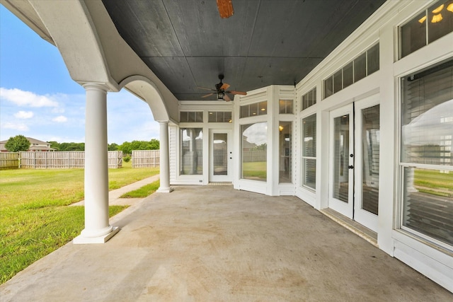 153 Whispering Winds Dr, Gunter, TX 75058 - view of patio / terrace featuring a ceiling fan and french doors
