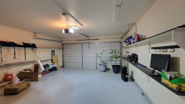 garage with a garage door opener
