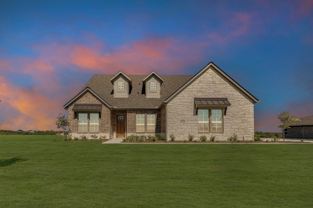 4133 Old Springtown Rd, Weatherford, TX 76085 - view of front of house featuring stone siding, a front yard, and a shingled roof
