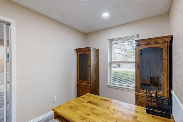 623 Middale Rd, Duncanville, TX 75116 - office area with a textured ceiling, baseboards, and recessed lighting