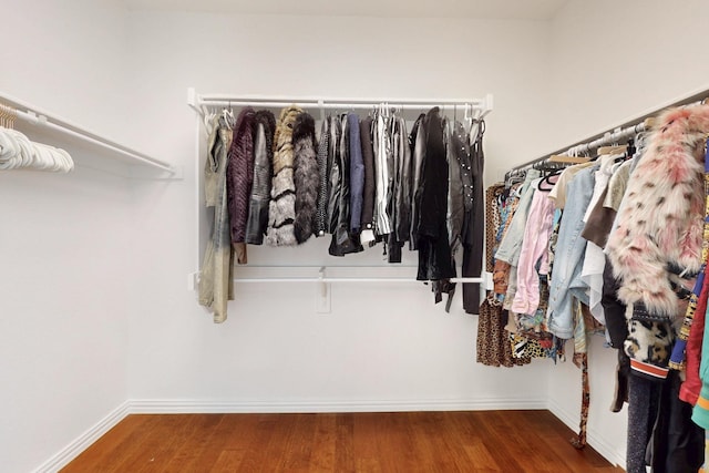 spacious closet with wood finished floors