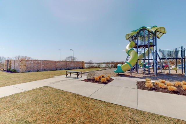 community playground with a lawn