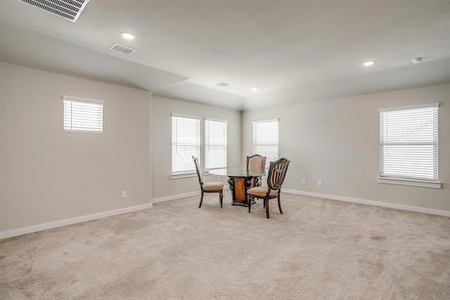 10600 Barrington Ln, Fort Worth, TX 76126 - dining room featuring a wealth of natural light, light carpet, and visible vents