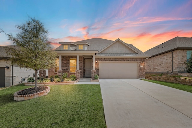 5312 Waterview Ct, Haltom City, TX 76137 - view of front facade featuring concrete driveway, a garage, a front lawn, brick siding, and a shingled roof