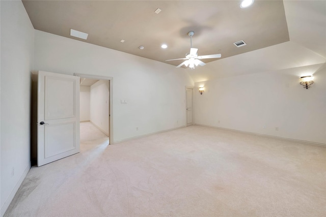 5460 Stone Canyon Dr, Frisco, TX 75034 - spare room with light colored carpet, visible vents, a ceiling fan, and recessed lighting