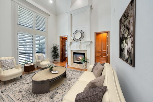 5460 Stone Canyon Dr, Frisco, TX 75034 - living area with a towering ceiling and a fireplace