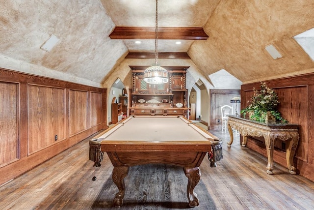 4592 Biltmoore Dr, Frisco, TX 75034 - playroom with wood finished floors, arched walkways, and billiards table