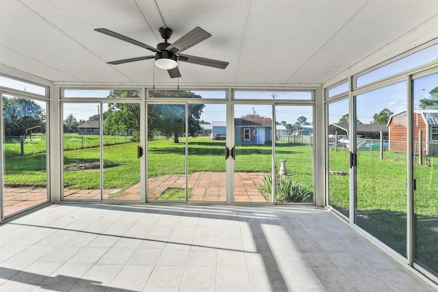 608 Concho Dr, Oak Point, TX 75068 - unfurnished sunroom featuring ceiling fan