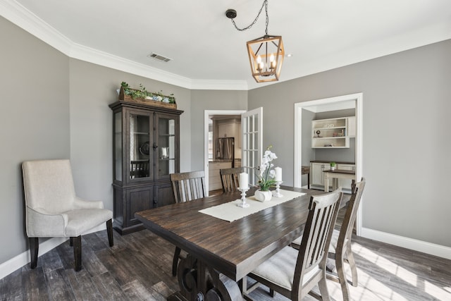 4597 Old Pond Dr, Plano, TX 75024 - office area featuring crown molding, dark wood-style flooring, baseboards, and ceiling fan