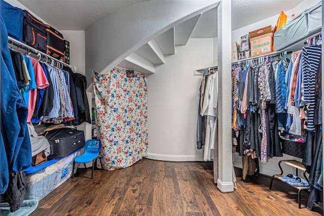 walk in closet featuring wood finished floors