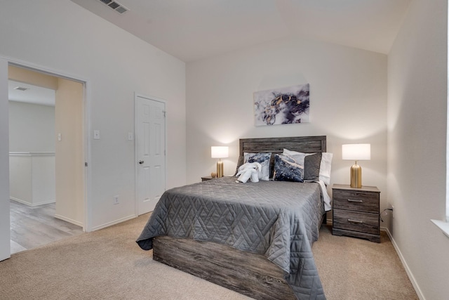 10617 Cochron Dr, Mckinney, TX 75072 - bedroom featuring visible vents, baseboards, carpet floors, and vaulted ceiling