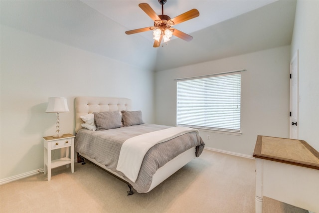 5 Pamela Ct, Mansfield, TX 76063 - bedroom featuring light carpet, baseboards, lofted ceiling, and ceiling fan