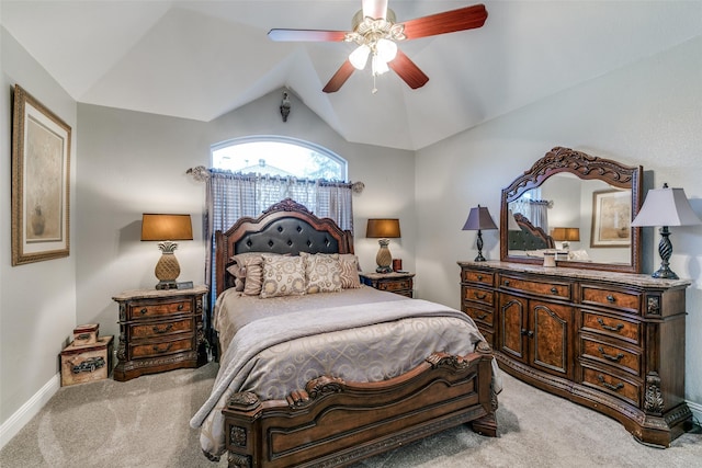 209 Timberbluff Ln, Murphy, TX 75094 - carpeted bedroom featuring baseboards, ceiling fan, and lofted ceiling