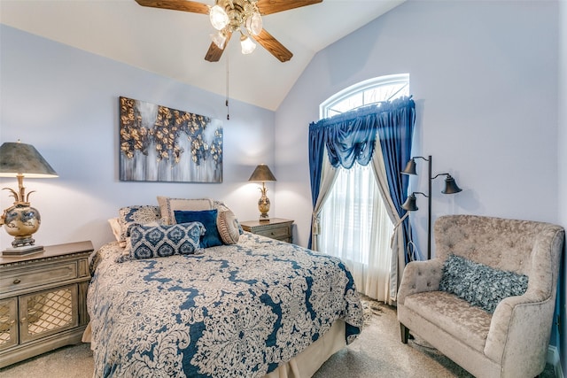 209 Timberbluff Ln, Murphy, TX 75094 - bedroom featuring carpet floors, a ceiling fan, and vaulted ceiling