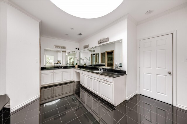 5230 Boca Raton Dr, Dallas, TX 75229 - full bathroom with ornamental molding, visible vents, and tile patterned flooring