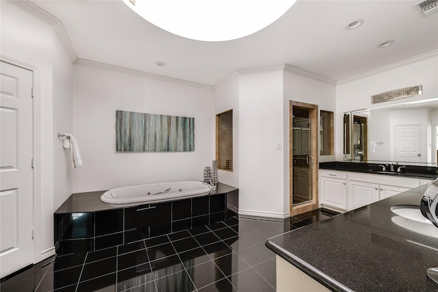 5230 Boca Raton Dr, Dallas, TX 75229 - full bathroom with vanity, a bath, crown molding, and visible vents