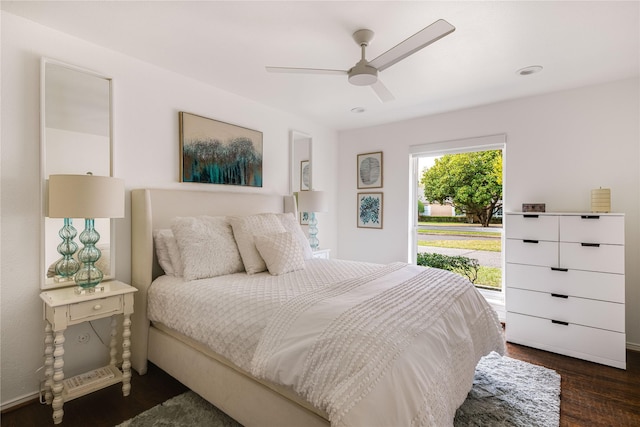 5230 Boca Raton Dr, Dallas, TX 75229 - bedroom with ceiling fan and dark wood finished floors